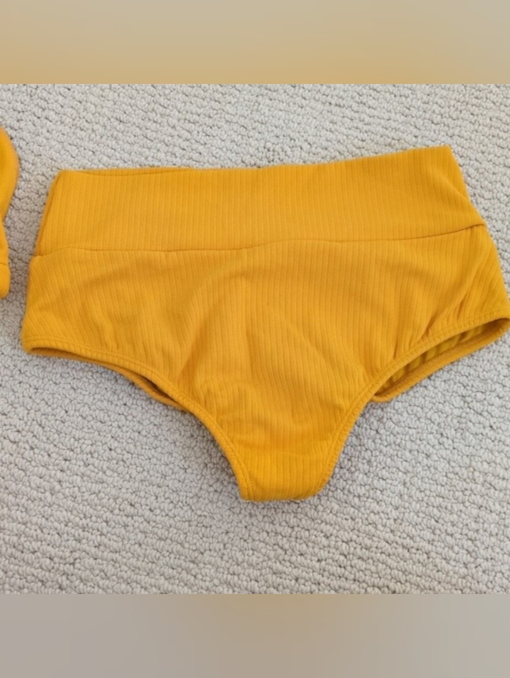 Montce Swim Rib Knit Bikini Set Marigold Yellow Size Medium Top And Large Bottom - Picture 4 of 7